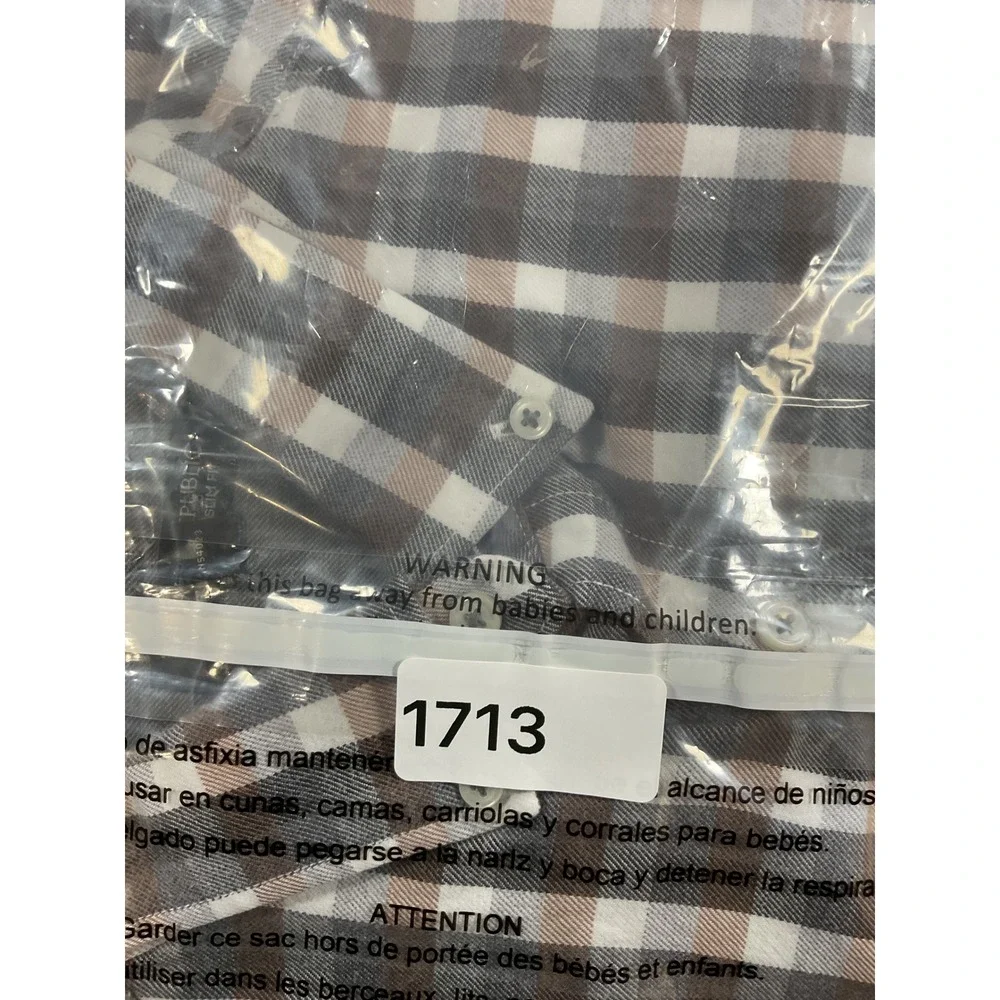 Banana Republic Luxe Flannel Slim Fit Plaid Button Down Shirt Mens XL 1713